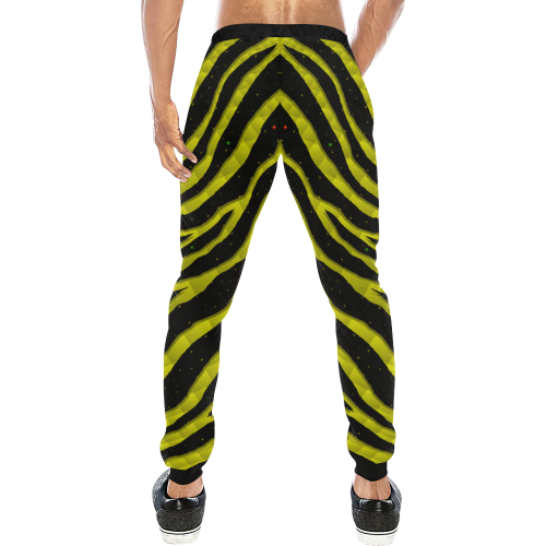 Ripped SpaceTime Stripes - Yellow Men's All Over Print Sweatpants (Model L11)