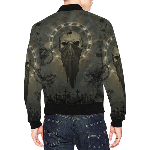 The creepy skull with spider All Over Print Bomber Jacket for Men/Large Size (Model H19)
