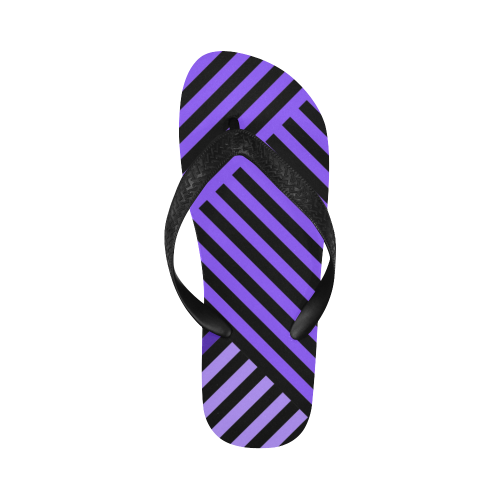 Purple Diagonal Striped Pattern Flip Flops for Men/Women (Model 040)