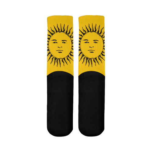 GOD Men Mid Socks Yellow & Black Mid-Calf Socks (Black Sole)