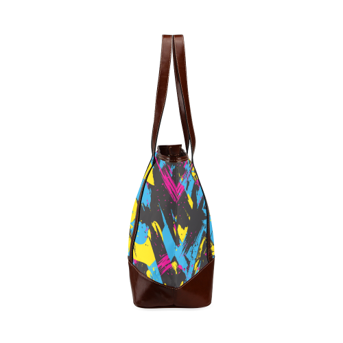 Colorful paint stokes on a black background Tote Handbag (Model 1642)