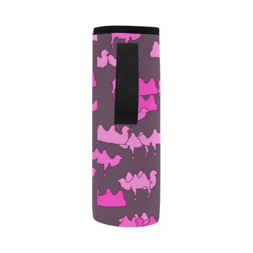 camelflage pink Neoprene Water Bottle Pouch/Large