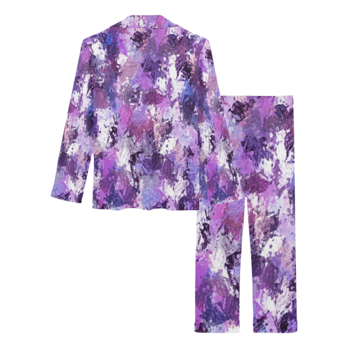 Purple Paint Splatter Women's Long Pajama Set