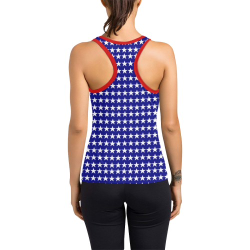 Red and Blue with Stars Women's Racerback Tank Top (Model T60)
