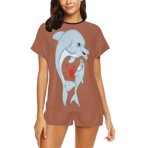 Dolphin Love Cinnamon Stick Women's Short Pajama Set