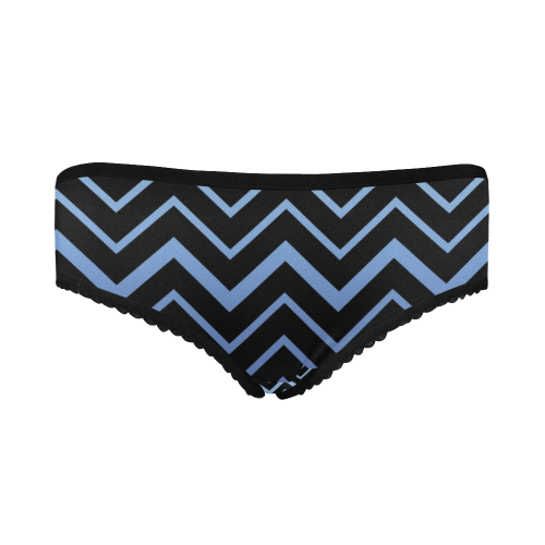 Steel Blue Chevrons on Black Background Women's All Over Print Classic Briefs (Model L13)