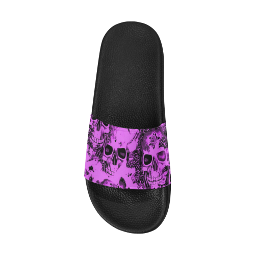 cloudy Skulls pink by JamColors Women's Slide Sandals (Model 057)