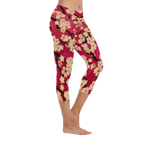 Sakura Breeze Hawaii Women's Low Rise Capri Leggings (Invisible Stitch) (Model L08)