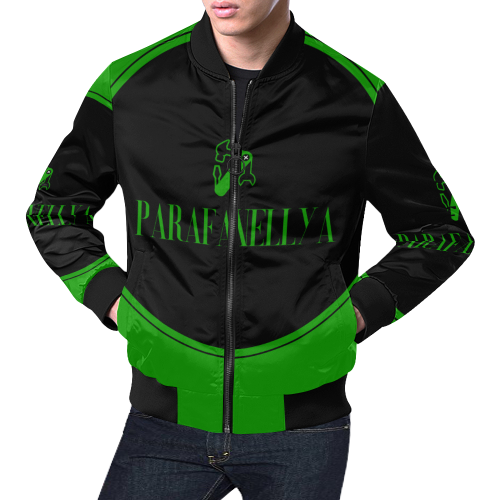 Blk Green Copy Jacket All Over Print Bomber Jacket for Men (Model H19)