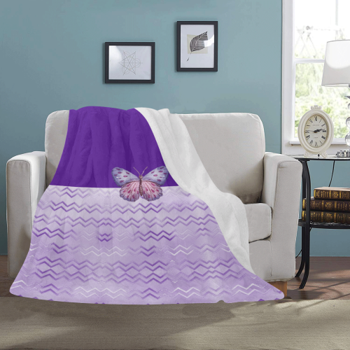 Purple Butterfly Chevron Ultra-Soft Micro Fleece Blanket 50"x60"