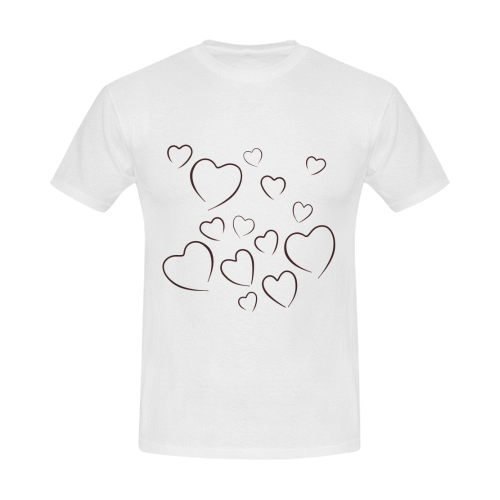 White Hearts Floating Together Men's T-Shirt in USA Size/Large (Front Printing Only)