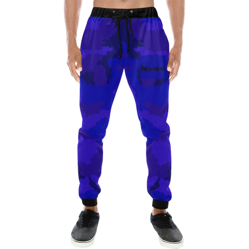 NUMBERS Collection Ready Royal Blue Camo Men's All Over Print Sweatpants (Model L11)