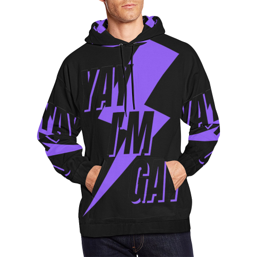 yay I'm gay Purple All Over Print Hoodie for Men/Large Size (USA Size) (Model H13)