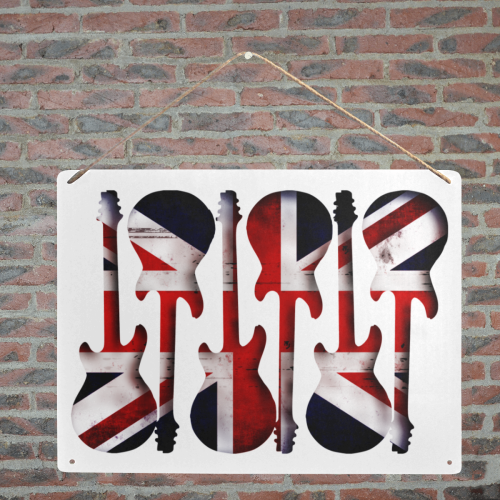 Union Jack British UK Flag Guitars Metal Tin Sign 16"x12"