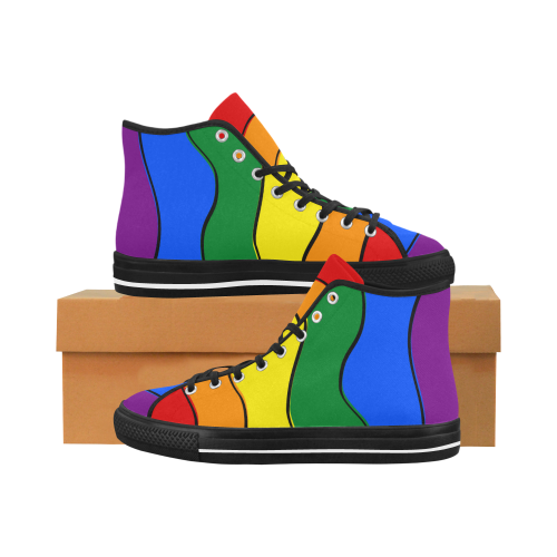 Gay Pride - Rainbow Flag Waves Stripes 1 Vancouver H Women's Canvas Shoes (1013-1)