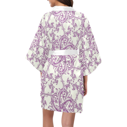 Purple Flower Swirl Kimono Robe