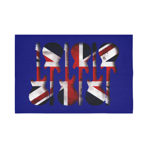 Union Jack British UK Flag Guitars Blue Cotton Linen Wall Tapestry 90"x 60"