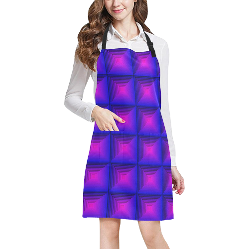 Purple pink multicolored multiple squares All Over Print Apron