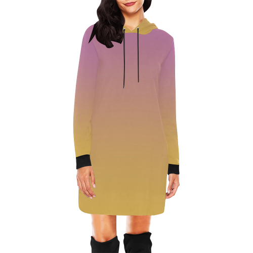 Wall Flower Gradual Purple Gold only by Aleta All Over Print Hoodie Mini Dress (Model H27)