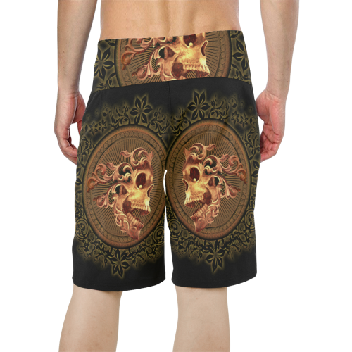 Amazing skull with floral elements Men's All Over Print Board Shorts (Model L16)
