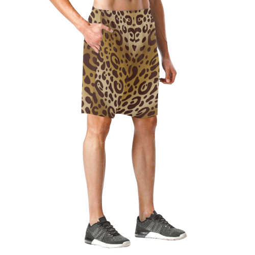 Leopard Print Shorts Men's All Over Print Elastic Beach Shorts (Model L20)