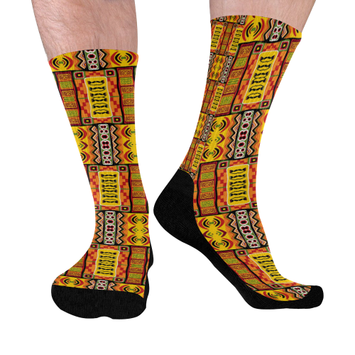African Ethnic Inspired Pattern Mid-Calf Socks (Black Sole)