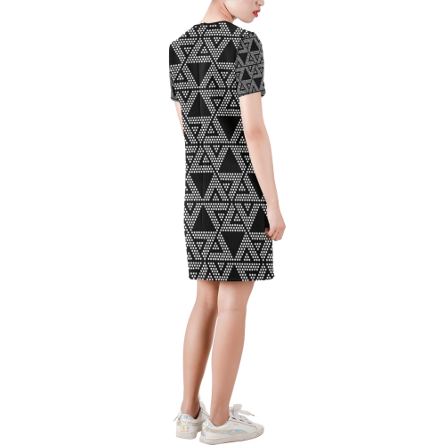Polka Dots Party Short-Sleeve Round Neck A-Line Dress (Model D47)