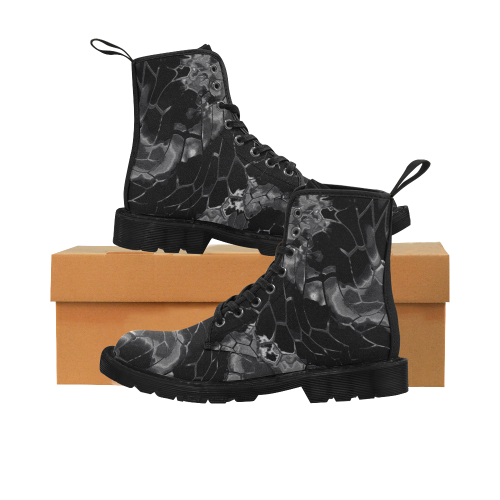 dark animal print design camouflage Martin Boots for Women (Black) (Model 1203H)