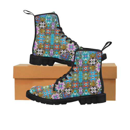 Armenian Folk Art Martin Boots for Women (Black) (Model 1203H)