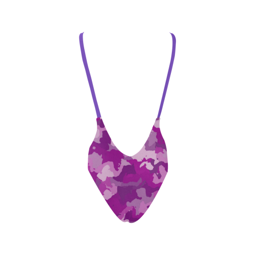 camouflage purple Sexy Low Back One-Piece Swimsuit (Model S09)