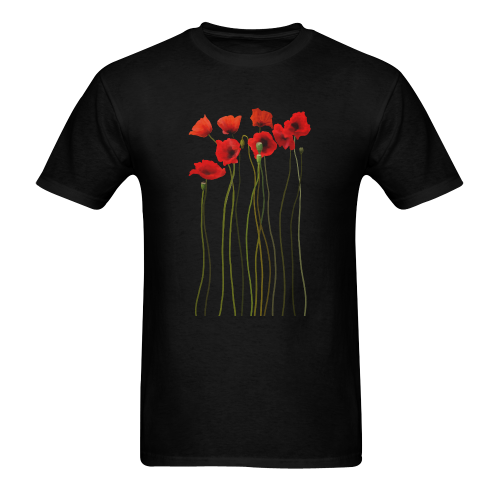 Poppies Floral Design Papaver somniferum Men's T-Shirt in USA Size (Two Sides Printing)