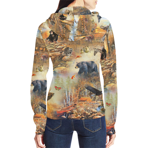 Wildlife by TheONE Savior @ IMpossABLE Endeavors All Over Print Full Zip Hoodie for Women (Model H14)