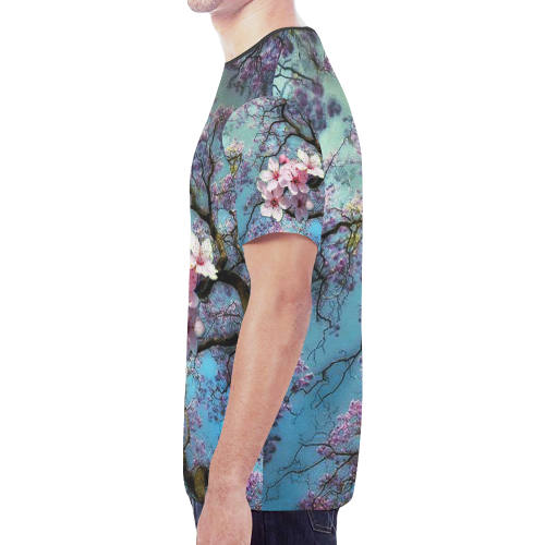 Cherry blossomL New All Over Print T-shirt for Men/Large Size (Model T45)
