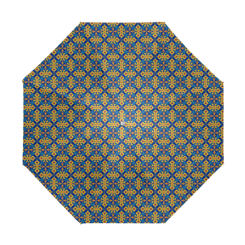 Classic Blue and Gold Batik Pattern Anti-UV Foldable Umbrella (U08)