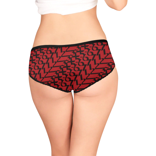 NUMBERS Collection 1234567 Cherry Red/Black Women's All Over Print Girl Briefs (Model L14)