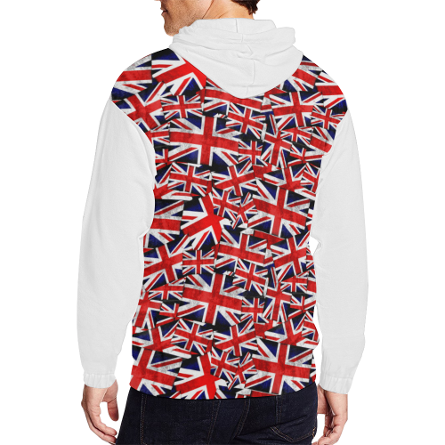 Union Jack British UK Flag (Vest Style) White All Over Print Full Zip Hoodie for Men (Model H14)