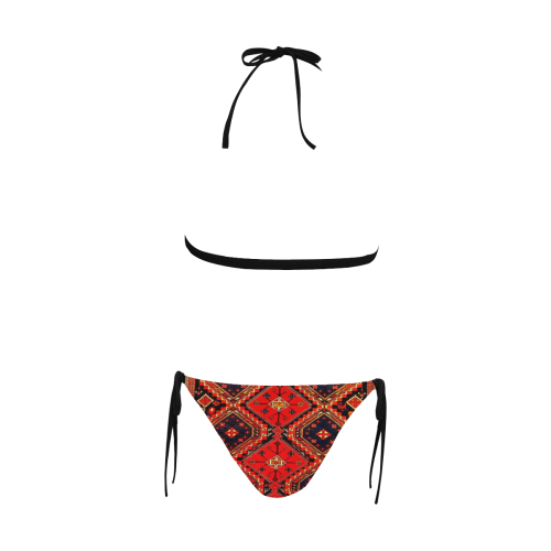 Azerbaijan Pattern 3 Buckle Front Halter Bikini Swimsuit (Model S08)