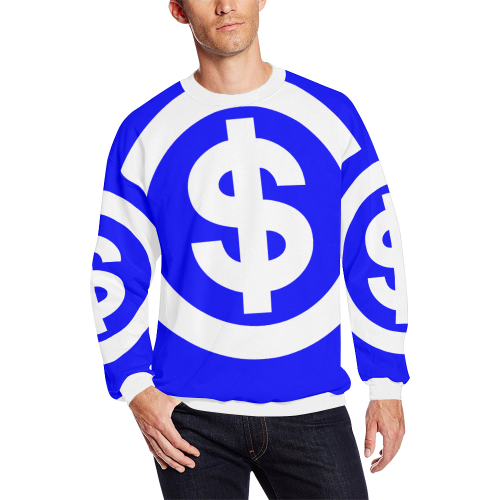 DOLLAR SIGNS 2 Men's Oversized Fleece Crew Sweatshirt/Large Size(Model H18)