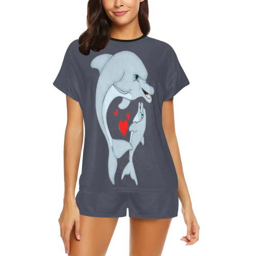 Dolphin Love Navy Blazer Women's Short Pajama Set