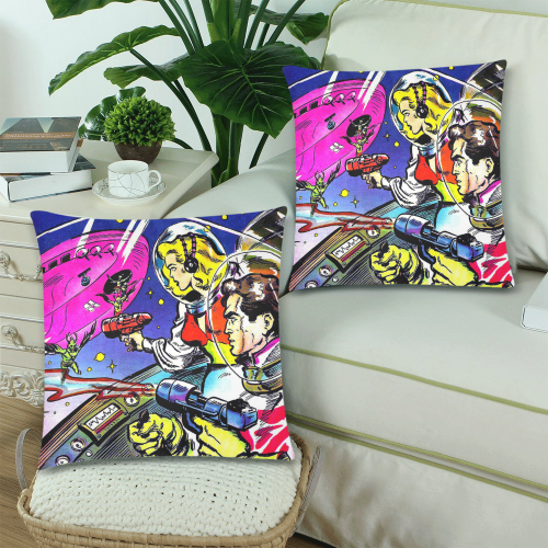 Battle in Space 2 Custom Zippered Pillow Cases 18"x 18" (Twin Sides) (Set of 2)