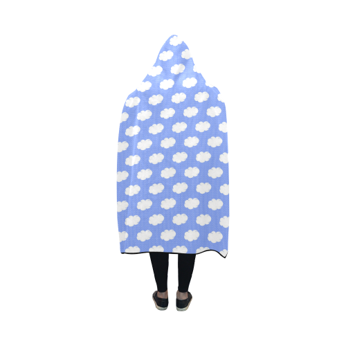Clouds and Polka Dots on Blue Hooded Blanket 50''x40''