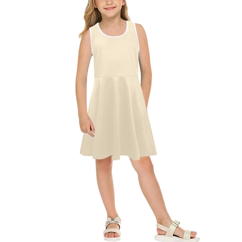 color blanched almond Girls' Sleeveless Sundress (Model D56)