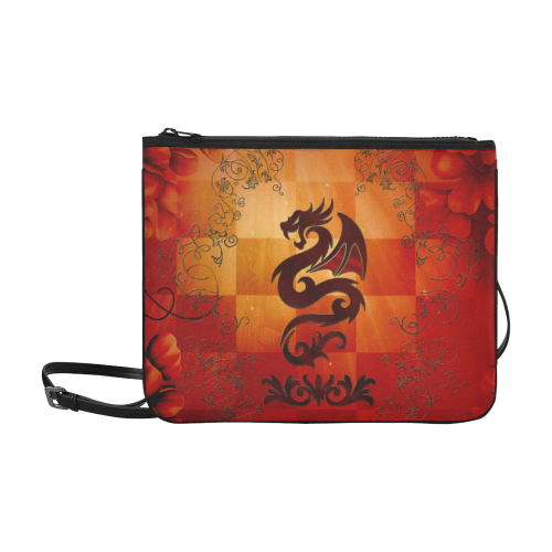 Tribal dragon  on vintage background Slim Clutch Bag (Model 1668)