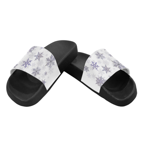 Snowflakes Blue Purple Women's Slide Sandals (Model 057)