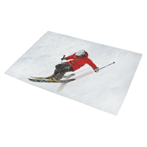 Daring Skier Flying Down a Steep Slope Azalea Doormat 30" x 18" (Sponge Material)