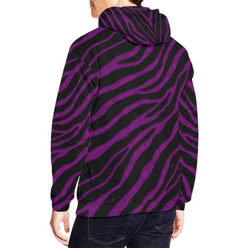 Ripped SpaceTime Stripes - Purple All Over Print Hoodie for Men/Large Size (USA Size) (Model H13)