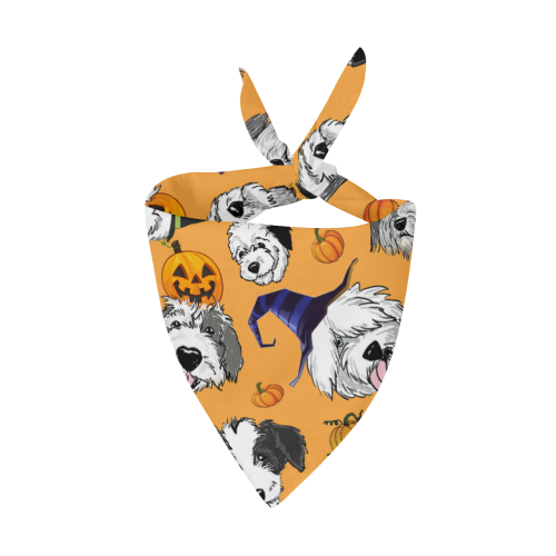 Halloween OES faces Orange Pet Dog Bandana/Large Size