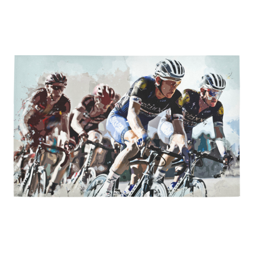 Bike Cyclists Battling for Position in Race Bath Rug 20''x 32''