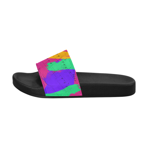 Groovy Paint Brush Strokes with Music Notes Men's Slide Sandals (Model 057)