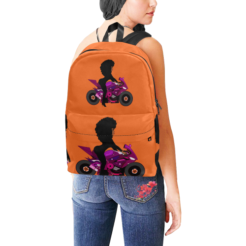 Rider Biker Female Orange Unisex Classic Backpack (Model 1673)